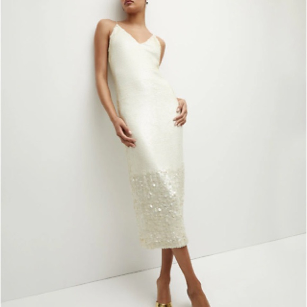 Veronica Beard Perla White Sequins Dress